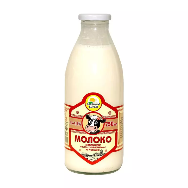 Молоко ДЕРЕВЕНСКИЙ ДВОРИК Отборное 3,5-4,5% без змж 750мл